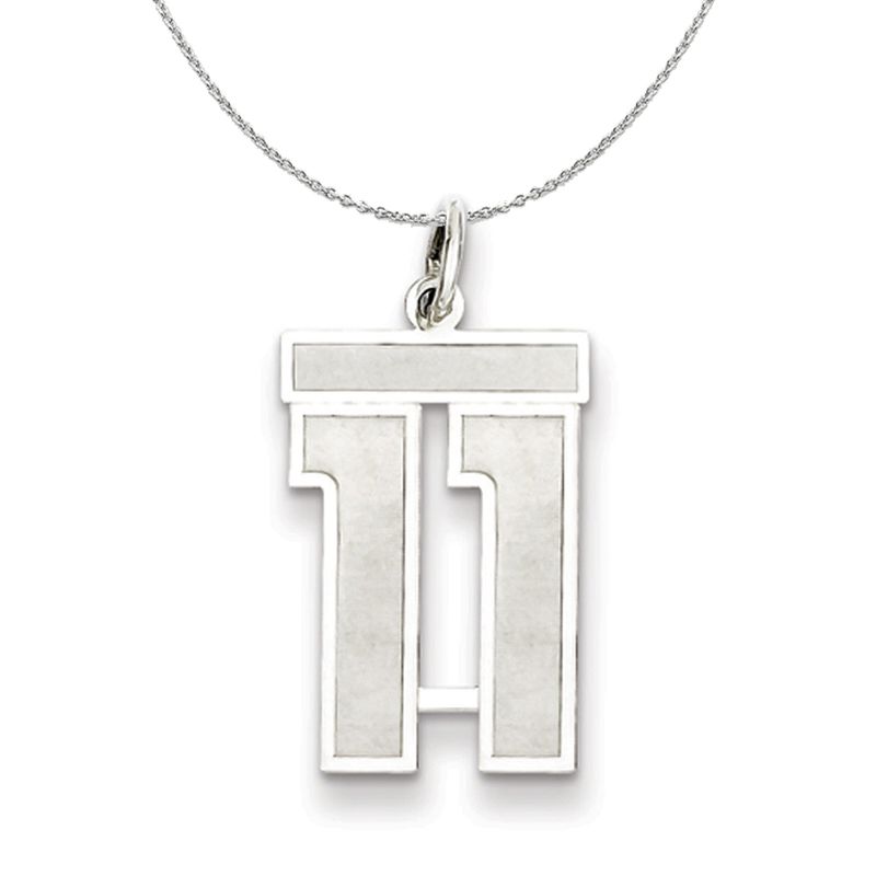 Sterling Silver, Jersey Collection, Medium Number 11 Necklace - 18 In